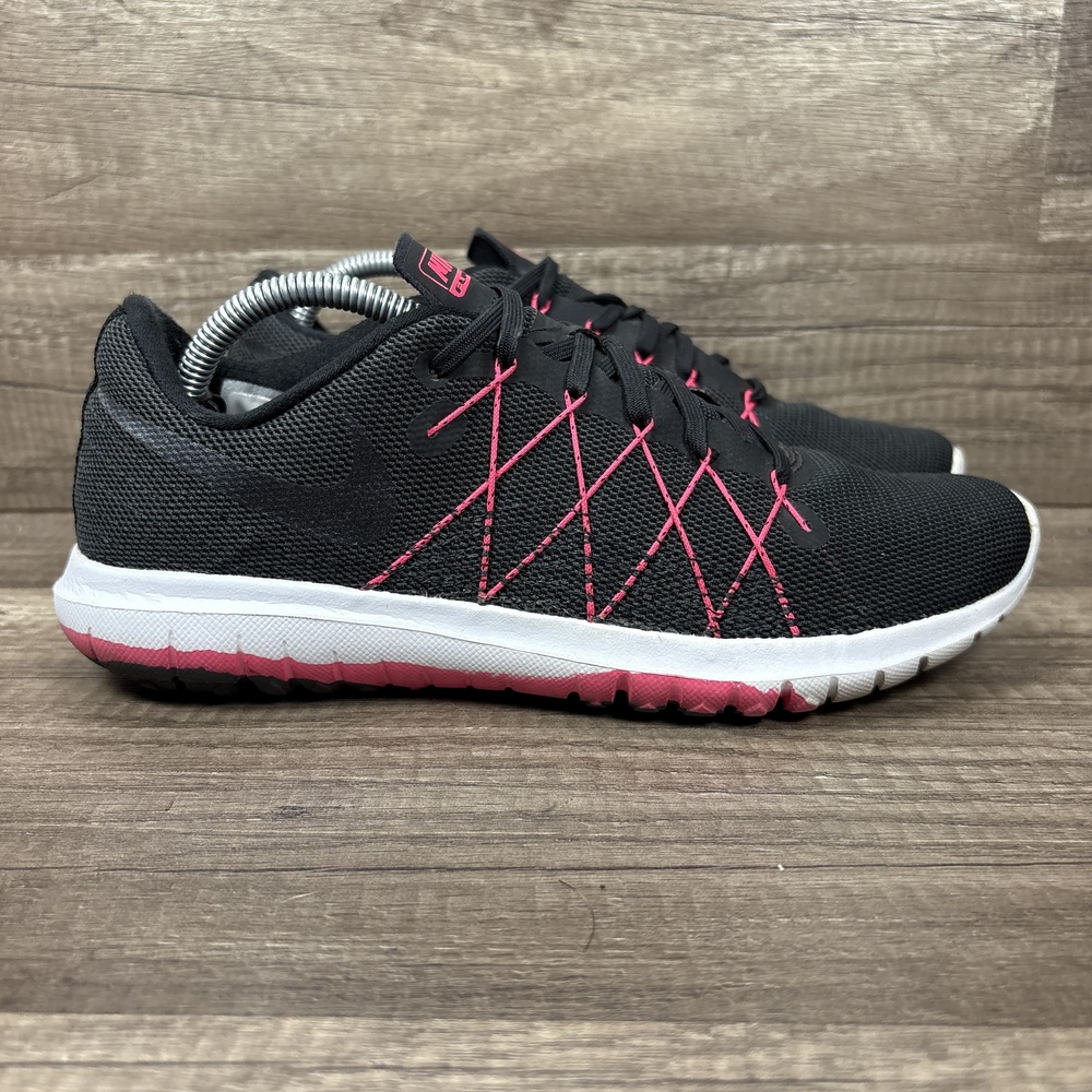 Nike Flex Fury 2 Black Pink Womens US Size 7 EUR 38 819135-003 Running Shoes